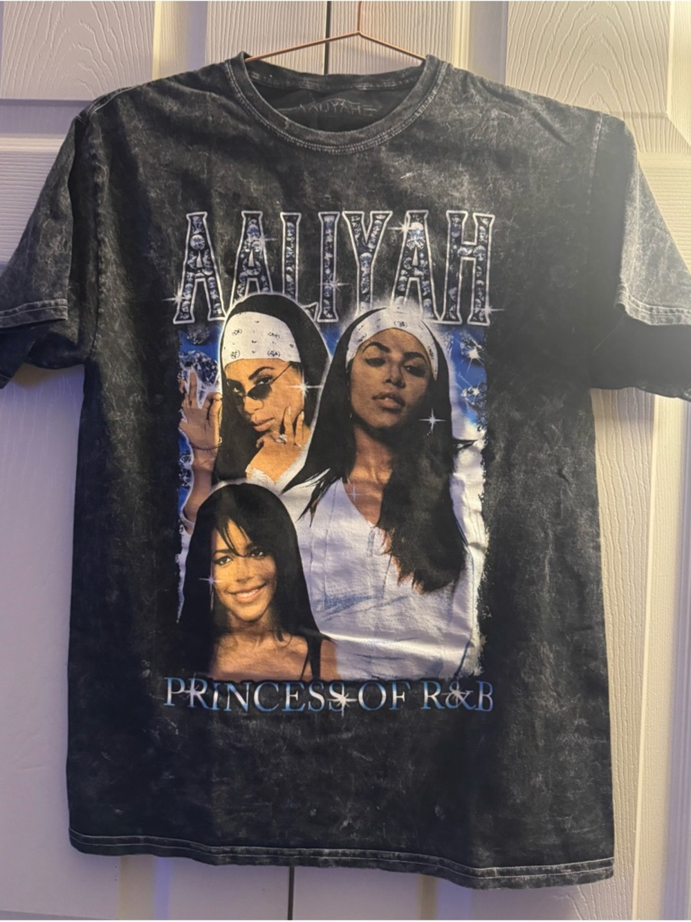 Womens Black Aaliyah Graphic Tee - Princess of R&B